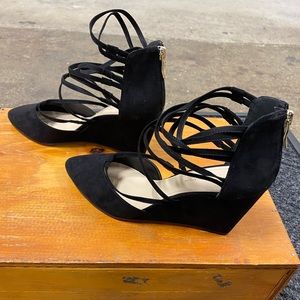 BCBGeneration Black Strappy Wedge